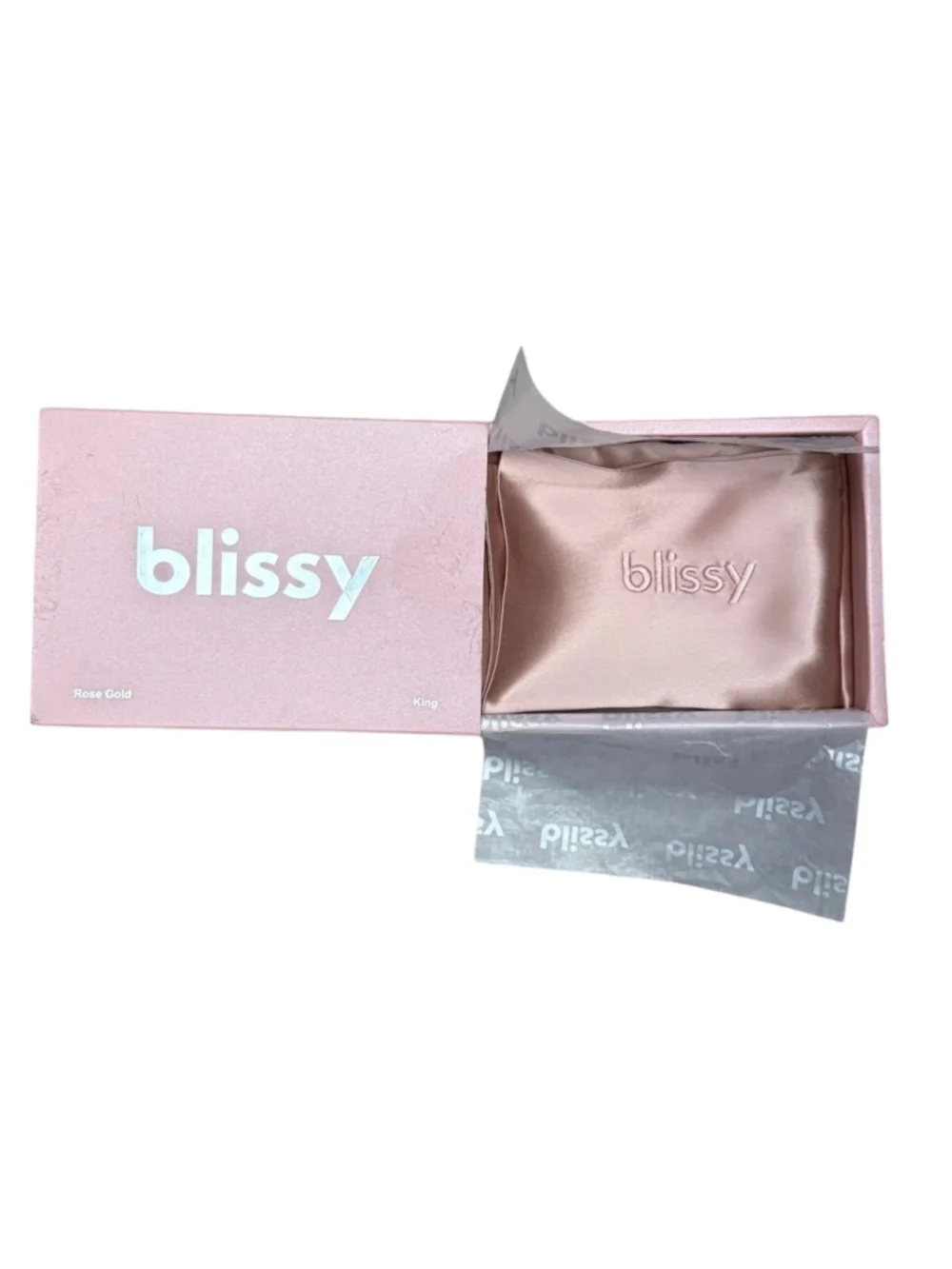 Blissy Rose Gold King 100% Mulberry Silk Pillowcase New in Box